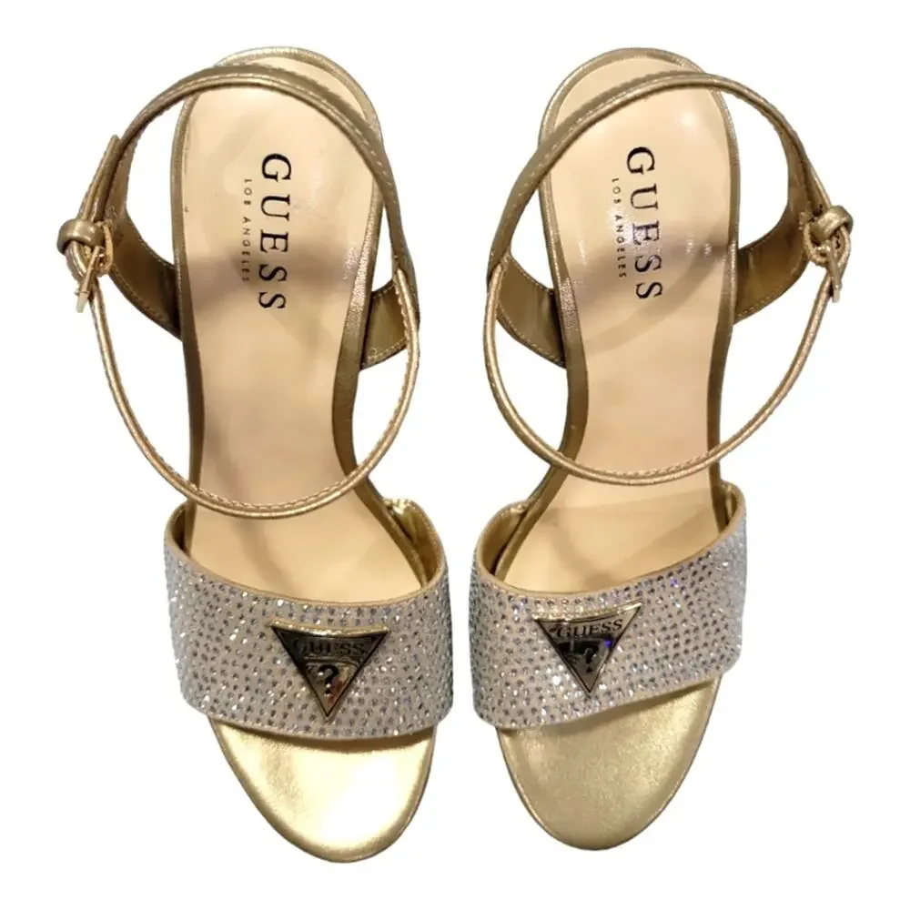 Guess Gold Rhinestone Wedge Heels